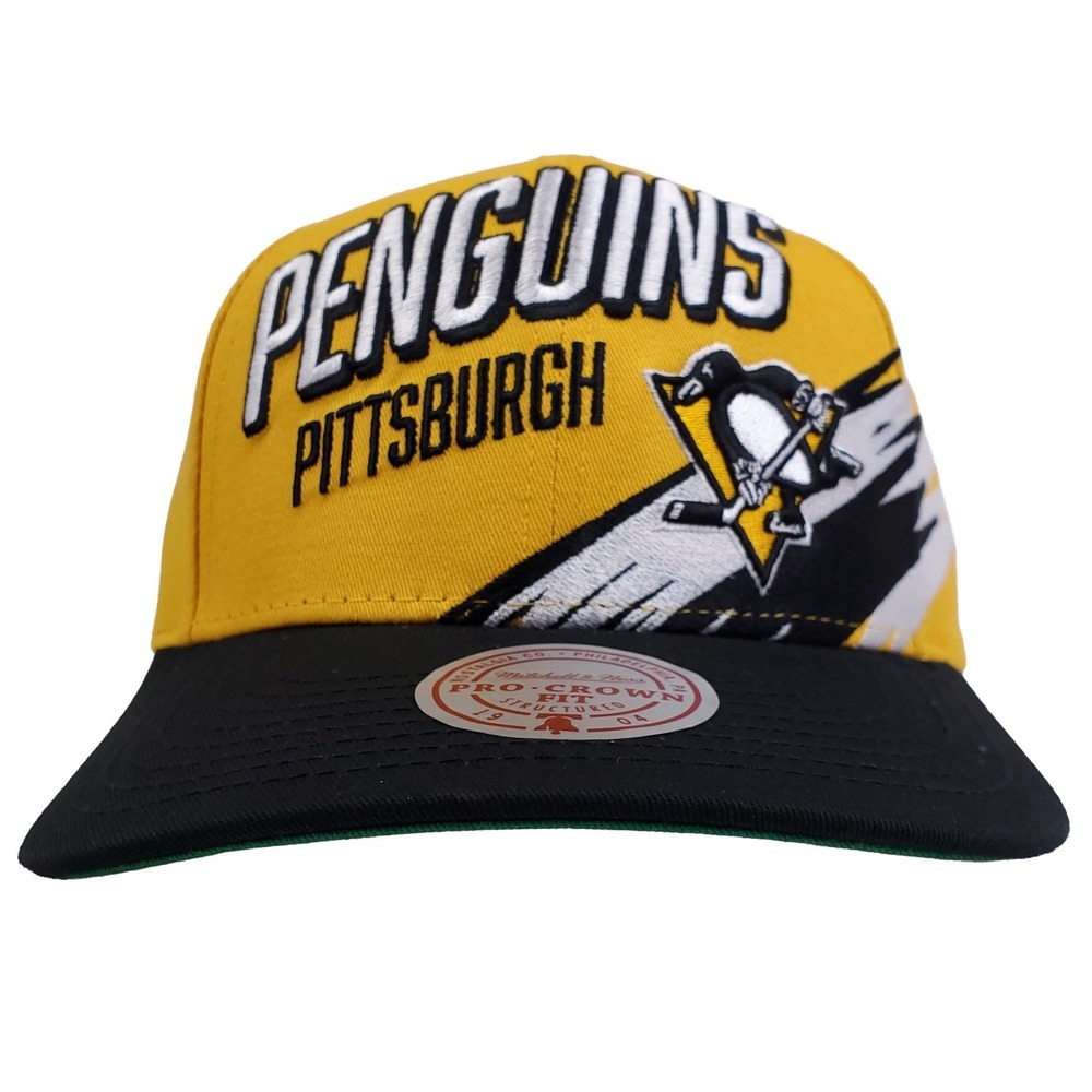 Pittsburgh‎ Penguins Mitchell & Ness NHL Pro Fit Snapback Hat Cap 3D Logo NWT